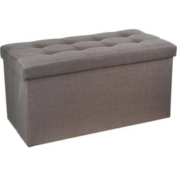 Atmosphera Poef/hocker/voetenbankje - opbergbox - donkergrijs - PU/MDF - 76 x 38 x 38 cm - Poefs