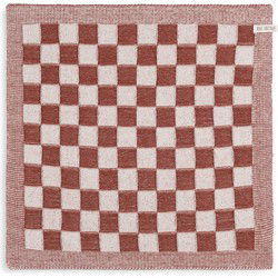 Knit Factory Gebreide Keukendoek - Keukenhanddoek Block - Ecru/Roest - 50x50 cm