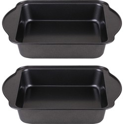 Chef Traiteur Ovenschaal - 2x - rechthoek - 2.5 Liter - 27,5 x 22 x 5 cm - met anti-kleef laag - Ovenschalen