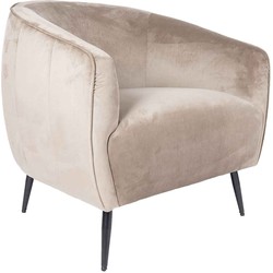 PTMD Vinn Velvet Fauteuil - 67 x 78 x 72 cm - Metaal/Fluweel - Beige