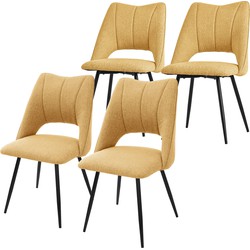 Eetkamerstoel set van 4 mosterdgeel gestoffeerd incl. montagemateriaal Gestoffeerde stoel Keukenstoel ML design