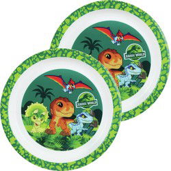 Jurassic World dinosaurus bordje - 2x - D22 cm -kunststof - Kinderservies