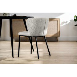 Eetkamerstoel Teddy Grijs - Metalen Frame - Set van 2