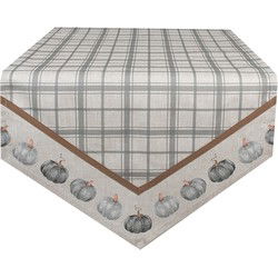 Clayre & Eef Tafelloper 50x160 cm Grijs Katoen Pompoen