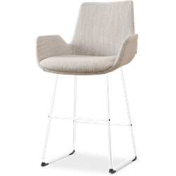 Nino-Eef barkruk beige gemêleerd - wit onderstel - 65 cm