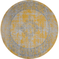 Istanbul Vintage - Laagpolig Vloerkleed - Rond - Retro Tapijt - Geel- 160 CM ROND