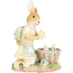 Clayre & Eef Decoratie Beeld Konijn 10x6x13 cm Beige Kunststof