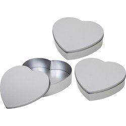 Hartje cadeau opbergblik/bewaarblik - 3x - 18 cm - Cadeauverpakking - Voorraadblikken