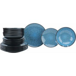 Luzzo® Oland Serviesset 6 persoons 18 delig  - Blauw