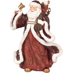 Clayre & Eef Kerstdecoratie Beeld Kerstman 15x11x20 cm Rood Kunststof
