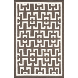 Safavieh Contemporary Indoor Flatweave Area Rug, Dhurrie Collection, DHU621, in Chocolate & Ivory, 152 X 244 cm