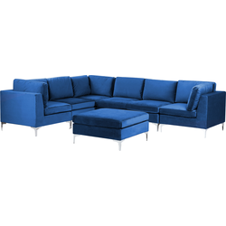 Beliani EVJA - Modulaire Sofa-Blauw-Fluweel