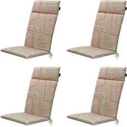 Madison -  Tuinstoelkussen Hoge Rug Joah terra - Ca. 120x50 cm - Set van 4