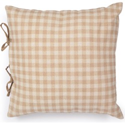 Kave Home - Bigahel kussensloop 100% katoen met beige en witte ruitjes 45 x 45 cm