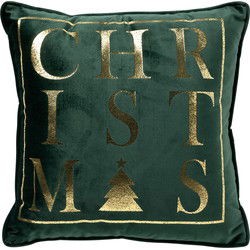 Textino CHRISTMAS - Kussenhoes 45x45 cm - Kerst - Mountain View - donkergroen - Textino