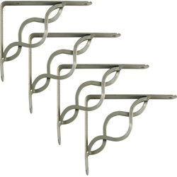 AMIG Plankdrager/steun/beugel Decoratief - 4x - metaal - zilver - H150 x B125 mm - Tot 195 kg - Plankdragers