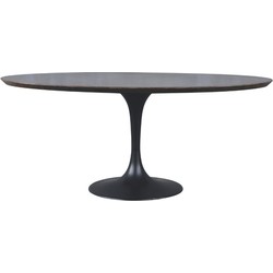 Eettafel in eikenhout, metaal en blauwe steen L180 cm - TULIPE