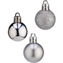 Arte R mini kerstballen - 20x stuks - zilver - kunststof - 3 cm - Kerstbal