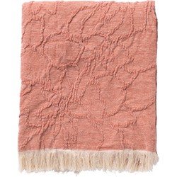 Dutch Decor FLORINE - Plaid 140x180 cm - met ingeweven patroon - effen kleur met franjes - Muted Clay - roze - Dutch Decor