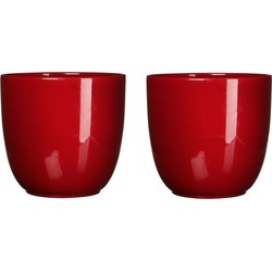 Mica Decorations Bloempot - 3x - donkerrood - keramiek - 10 x 9 cm - Plantenpotten