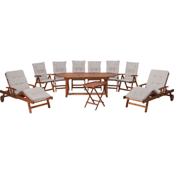 Beliani TOSCANA - Tuin dinerset met stoelen-Grijs-Acaciahout