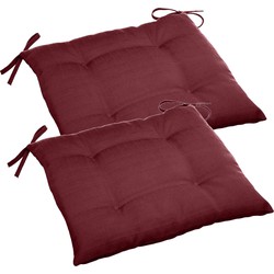 Set van 4x stuks stoelkussens voor binnen en buiten in de kleur bordeaux rood 40 x 40 x 4 cm - tuinstoelkussens