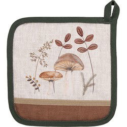 Clayre & Eef Pannenlap Beige Katoen Paddenstoelen