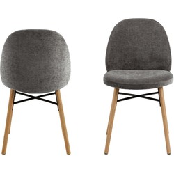 Eetkamerstoel Grijs - Zithoogte 46cm - 54x46x82,5cm - Sofie - Set van 2