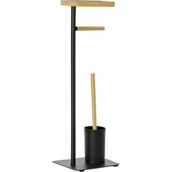 ITEM Toiletborstel met houder - zwart - kunststof - 67 cm - Handdoekrekken