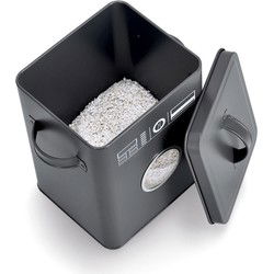 Zeller Wasmiddel/tablet bewaarblik - metaal - antraciet - deksel met handvat - 18 x 15 x 23 cm - Voorraadblikken