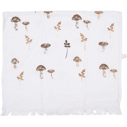 Clayre & Eef Gastendoekje 40x66 cm Wit Katoen Rechthoek Paddenstoelen