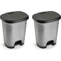 PlasticForte Pedaalemmer - 2x - 27L - 38 x 32 x 45 cm - prullenbak - Pedaalemmers