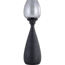 PTMD Windlicht Midi - 17x17x67 cm - Glas - Zwart