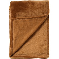 Dutch Decor CHARLIE - Plaid 200x220 cm - extra grote fleece deken - effen kleur - Tobacco Brown - bruin - Dutch Decor
