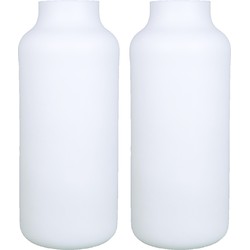 Set van 2x bloemenvazen - mat wit glas - H35 x D15 cm - Vazen