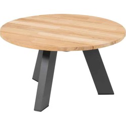 Cosmic salontafel met teak tafelblad 65 cm dia. H35 cm 4SO
