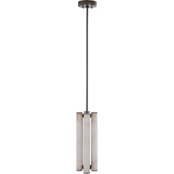 Verticale kroonluchter in albast en metaal H55 cm - MONTAIGNE