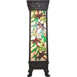 Lumilamp Zuil Tiffany Beige Groen Glas Libelle