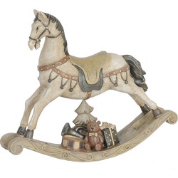 Clayre & Eef Beeld Paard 22x5x19 cm Wit Polyresin Kerstdecoratie