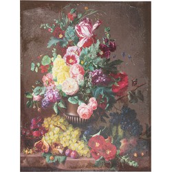 Clayre & Eef Schilderij  60x80 cm Bruin Rood Canvas Rechthoek Bloemen Canvas schilderij