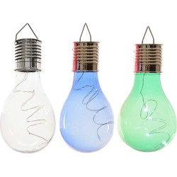 3x Buitenlampen/tuinlampen lampbolletjes/peertjes 14 cm transparant/blauw/groen - Buitenverlichting