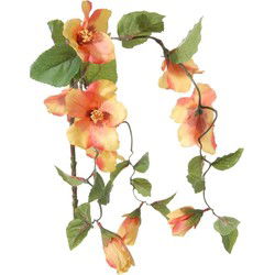 Louis Maes kunstbloemen - Hibiscus - oranje - hangende tak van 165 cm - Kunstbloemen