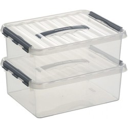 2x Kunststof stapelbare opbergbak 12 liter 40 x 30 x 14 cm - Opbergbox