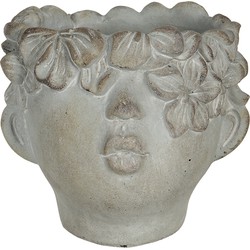 Clayre & Eef Bloempot  16x15x13 cm Grijs Steen Bloempot binnen