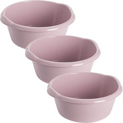 3x stuks kunststof teiltje/afwasbak rond 10 liter zacht roze - Afwasbak