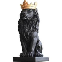 Decoratief beeld Royal Lion - Zwart - H30 cm