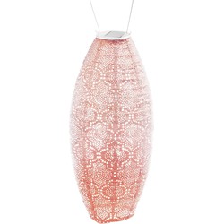 Solar lampion long oval bazaar 20 cm roze