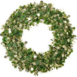 Clayre & Eef Kerstkrans Grijs Wit Kunststof