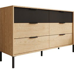 Meubella - Ladekast Bogota - Eiken - Zwart - 137 cm