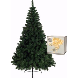 Kerstboom 240 cm incl. kerstverlichting lichtsnoer warm wit - Kunstkerstboom